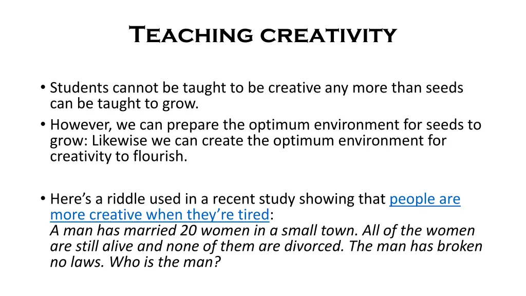 teaching creativity