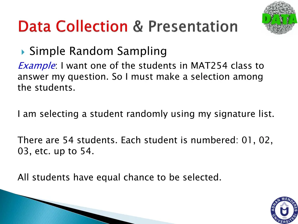simple random sampling example i want