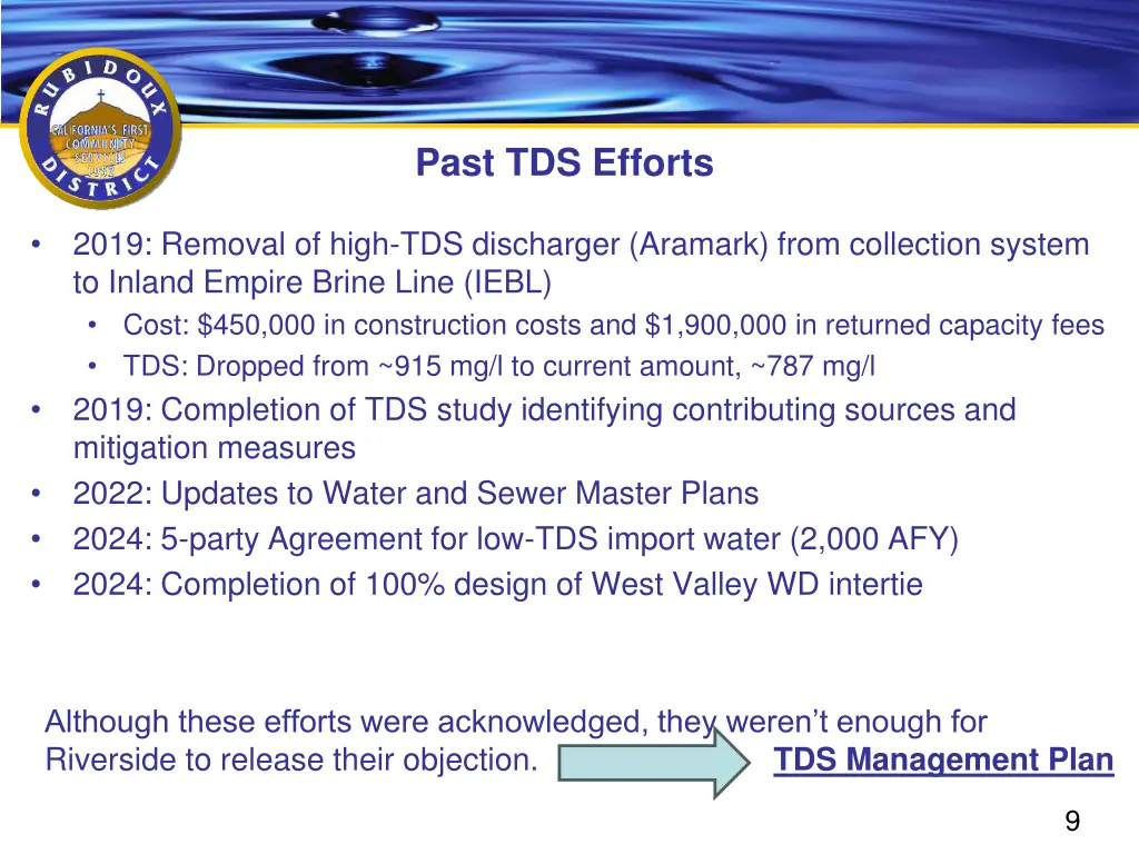 past tds efforts