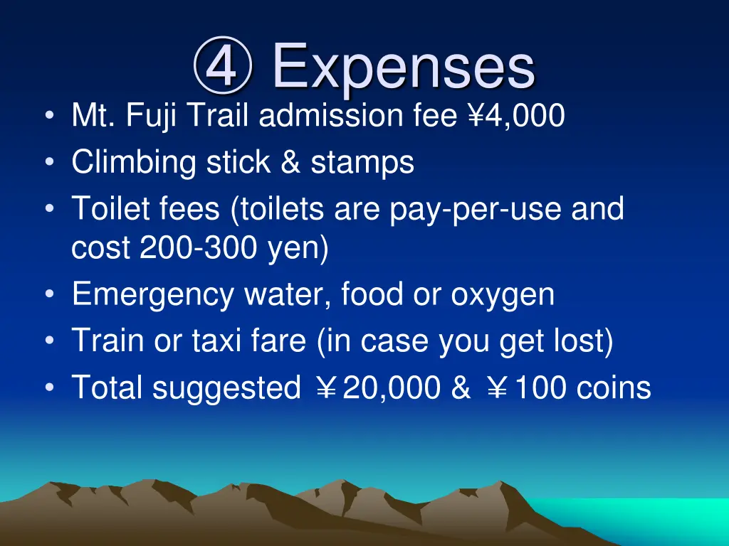 expenses mt fuji trail admission