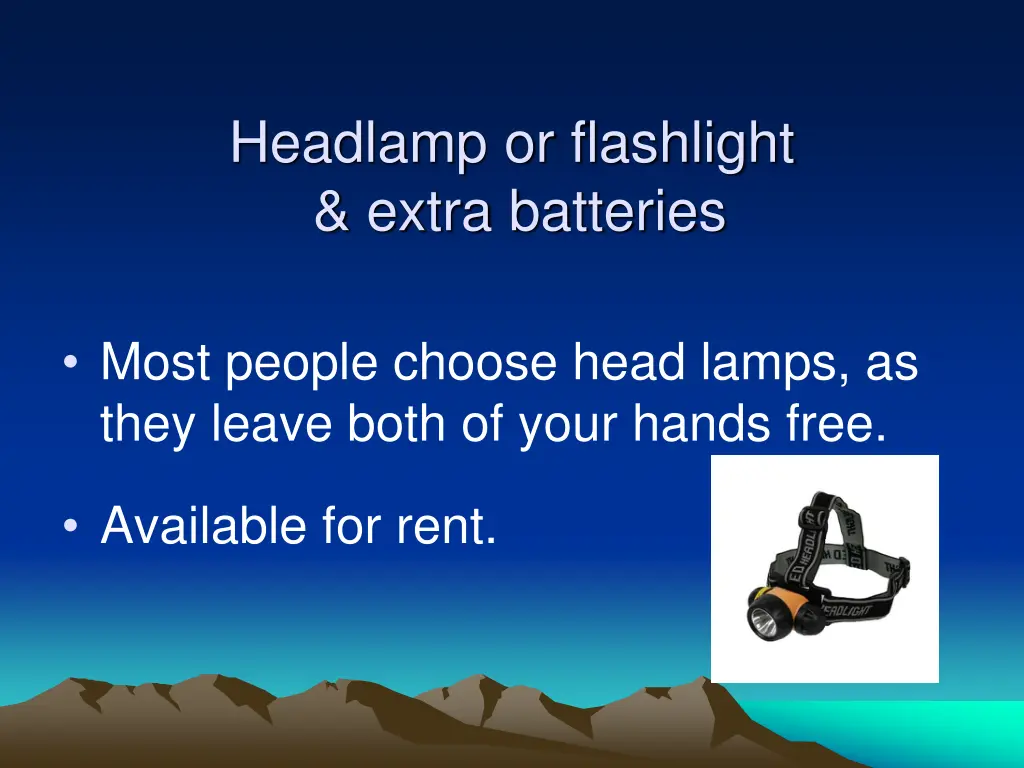 headlamp or flashlight extra batteries