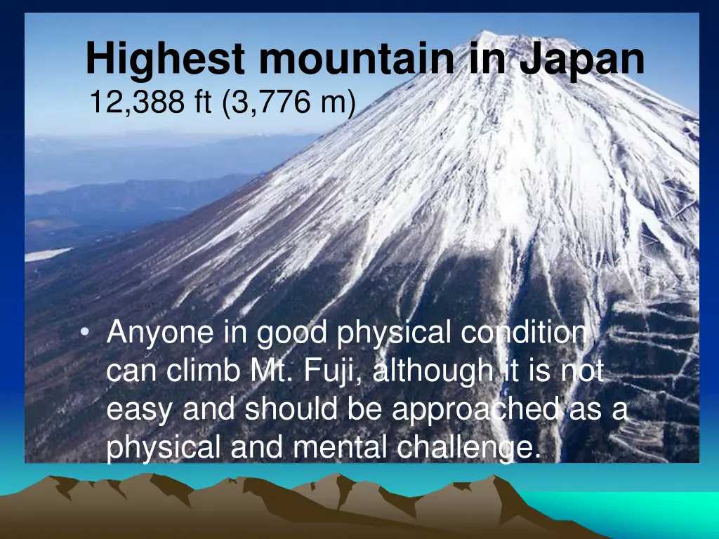 highest mountain in japan 12 388 ft 3 776 m
