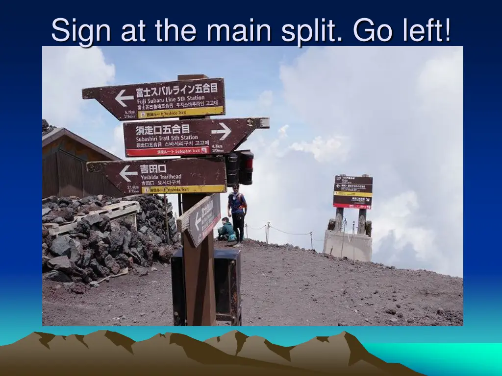 sign at the main split go left