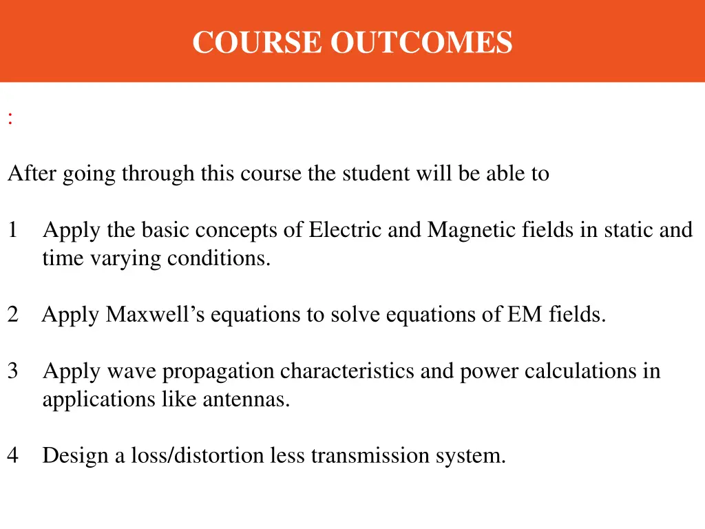 course outcomes