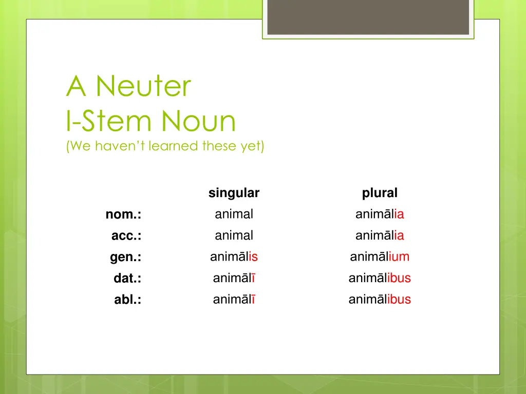 a neuter i stem noun we haven t learned these yet