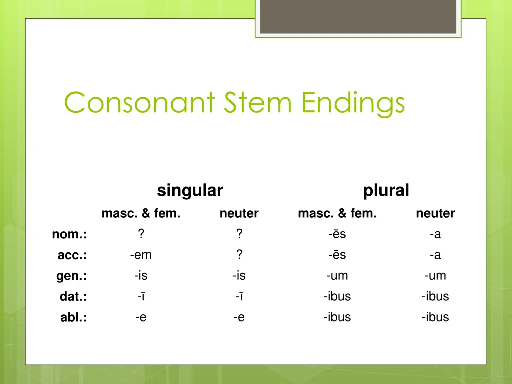 consonant stem endings