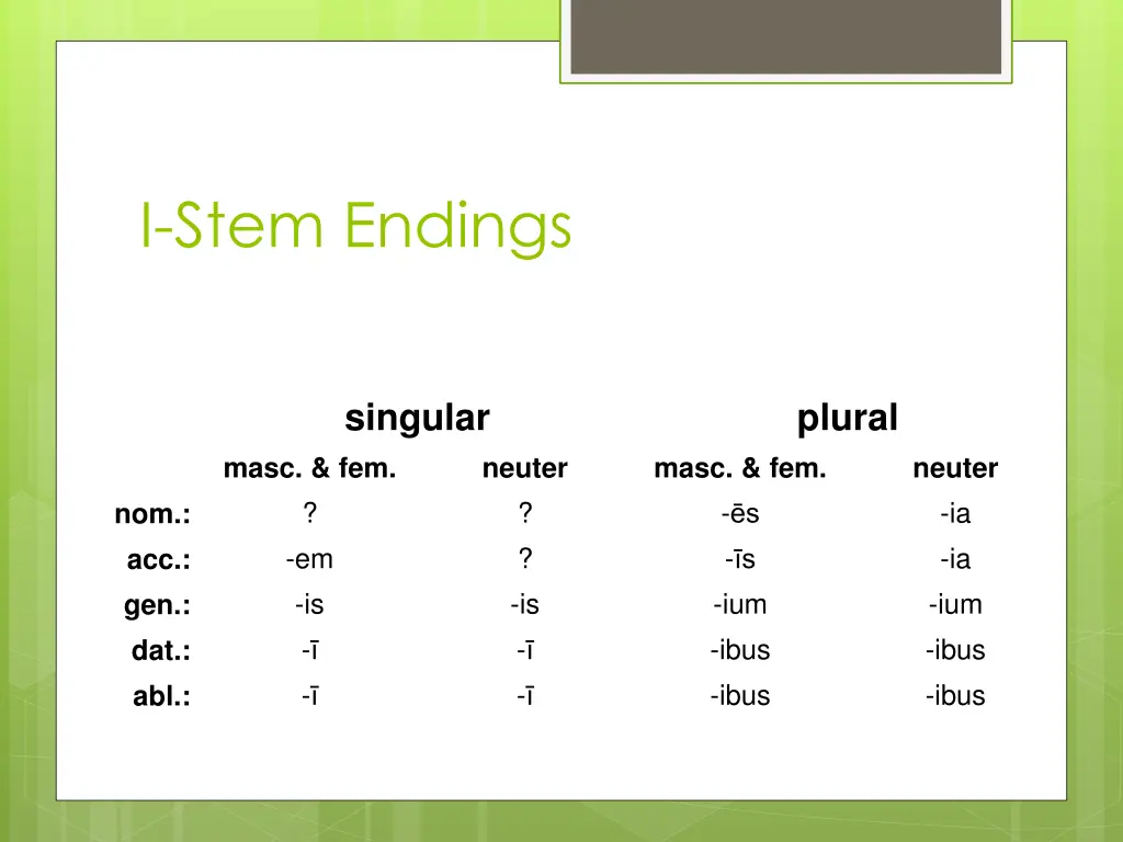 i stem endings