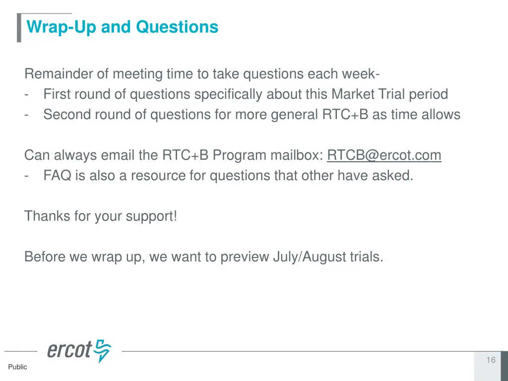 wrap up and questions