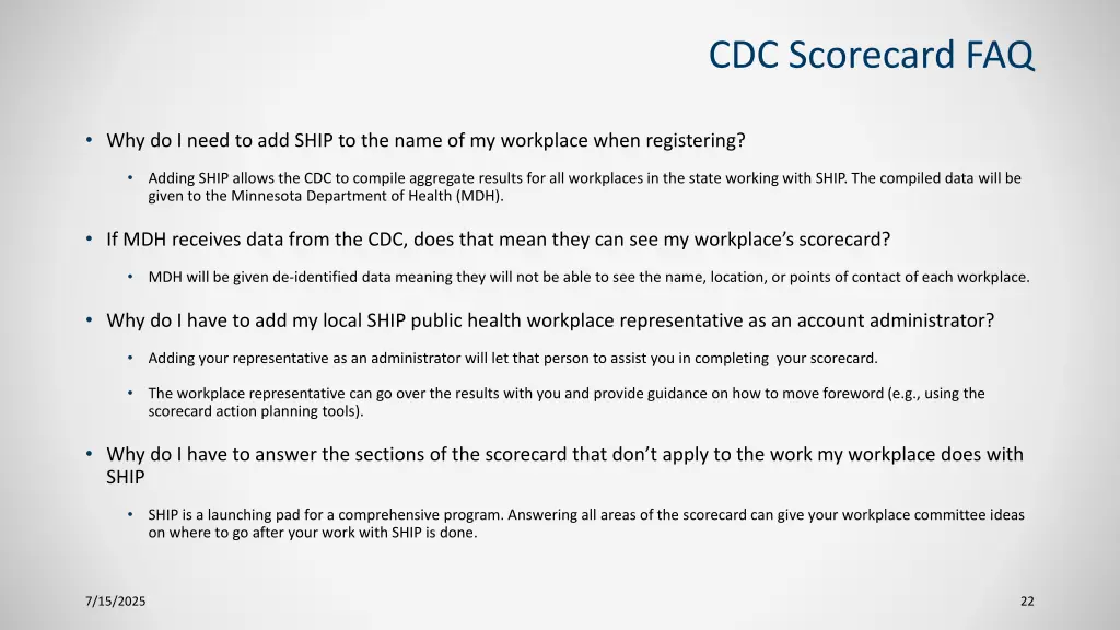 cdc scorecard faq