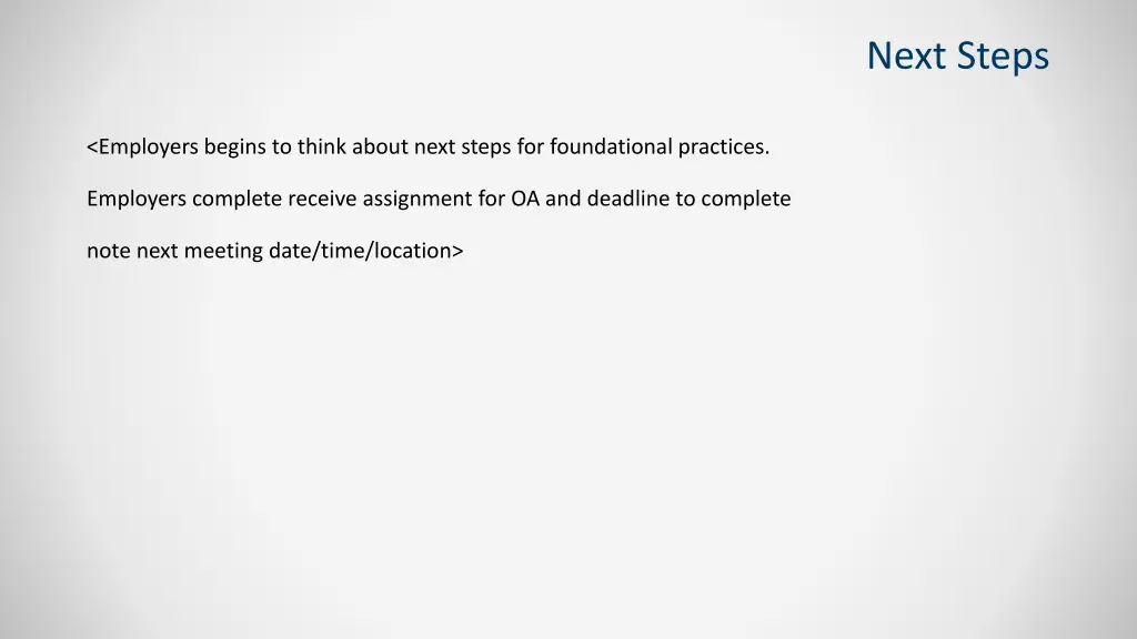 next steps