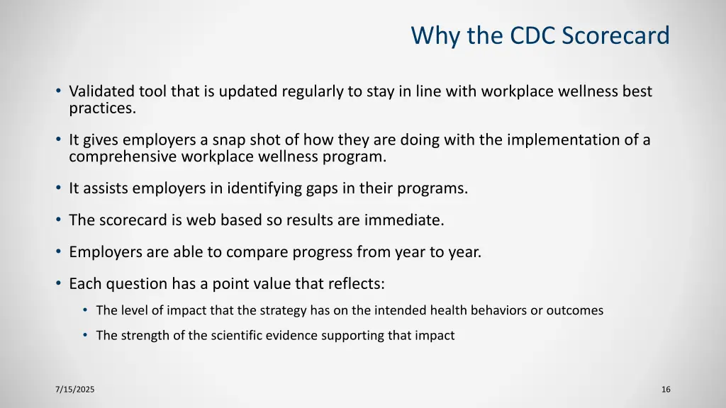 why the cdc scorecard