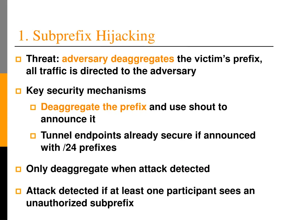 1 subprefix hijacking