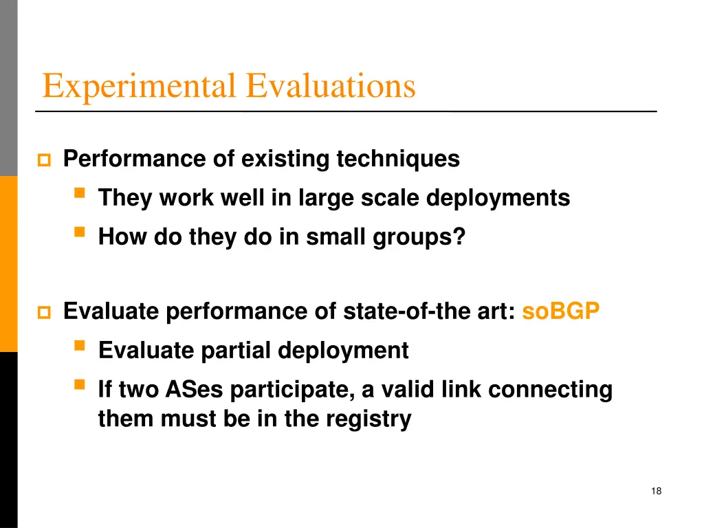 experimental evaluations