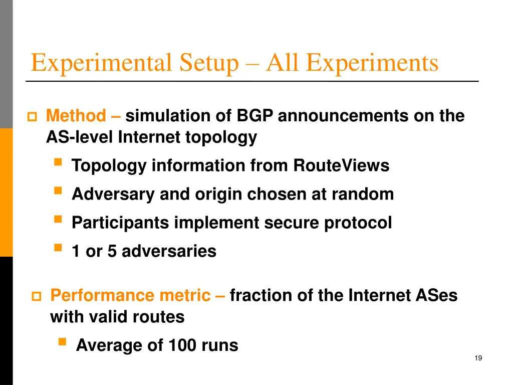 experimental setup all experiments