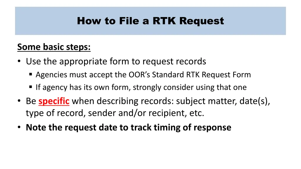 how to file a rtk request 1