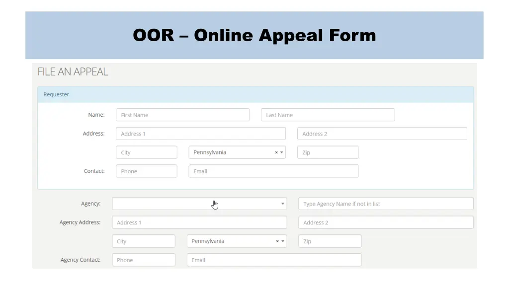 oor online appeal form