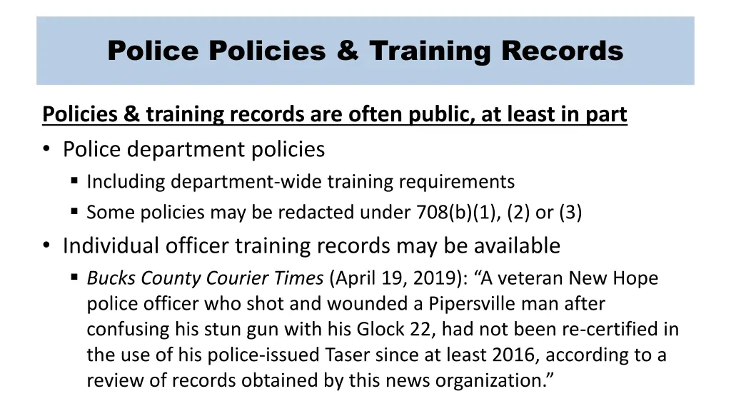 police policies training records