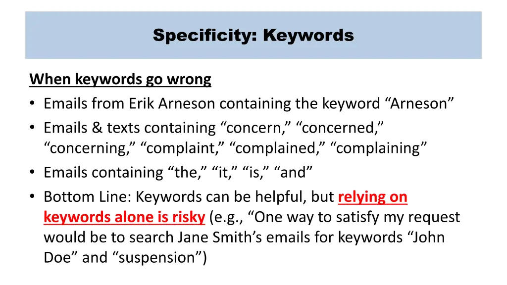 specificity keywords 1