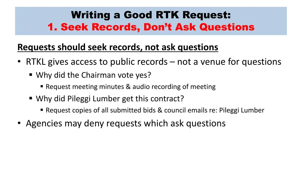 writing a good rtk request 1 seek records
