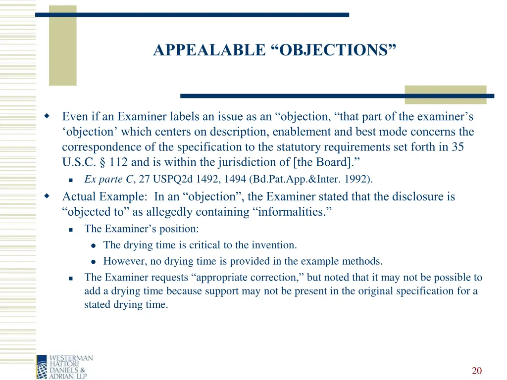 appealable objections