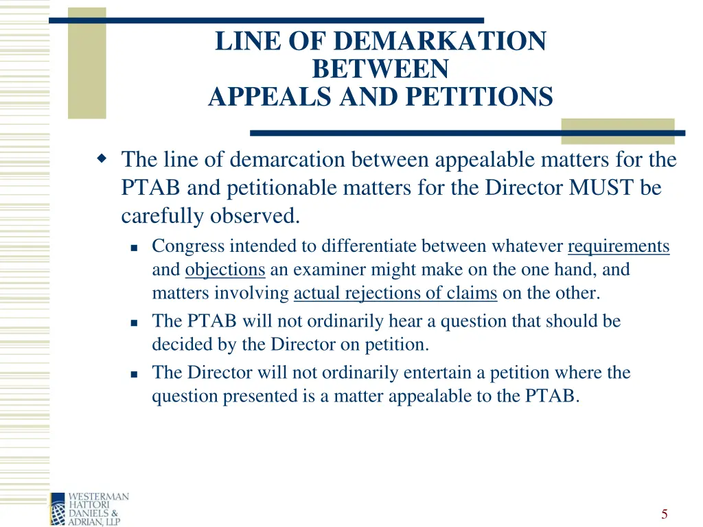 line of demarkation between appeals and petitions