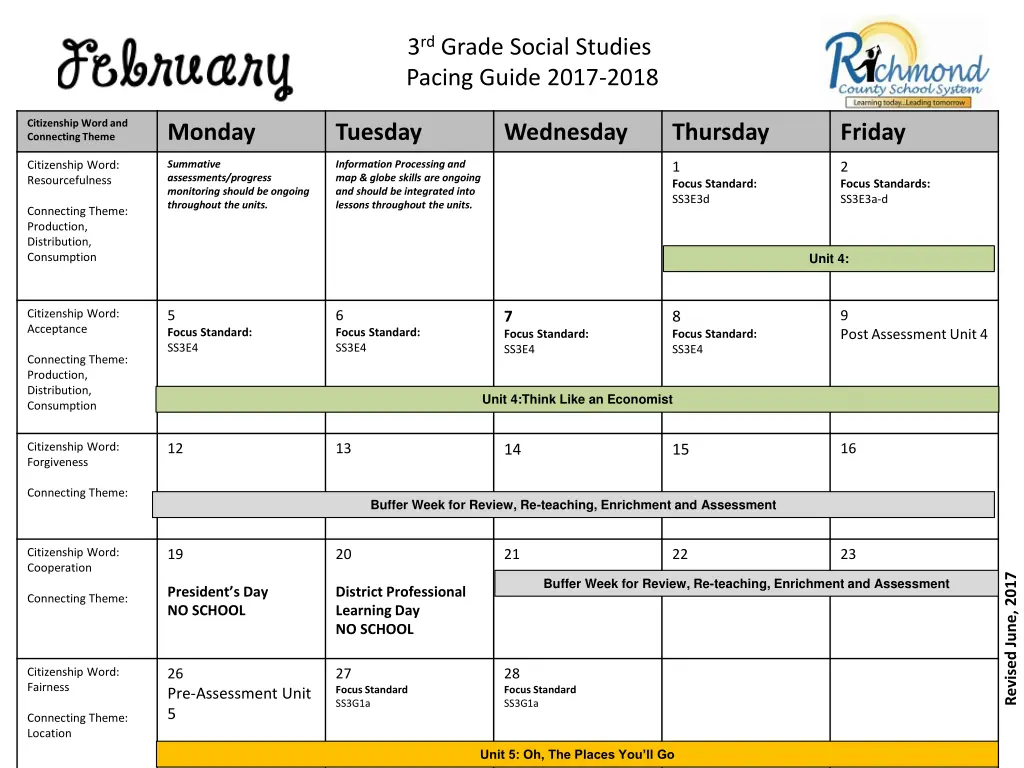 3 rd grade social studies pacing guide 2017 2018 5