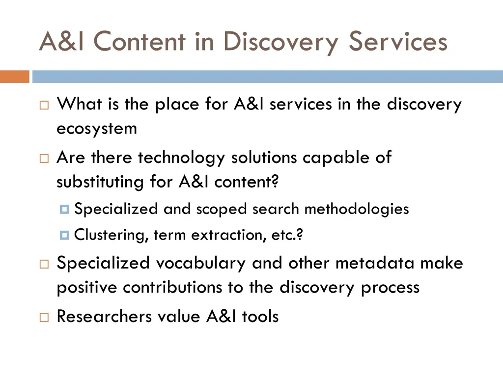 a i content in discovery services