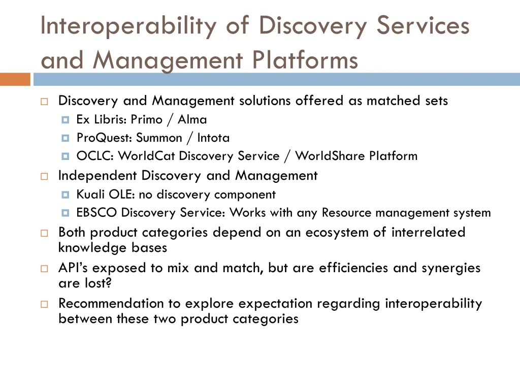 interoperability of discovery services