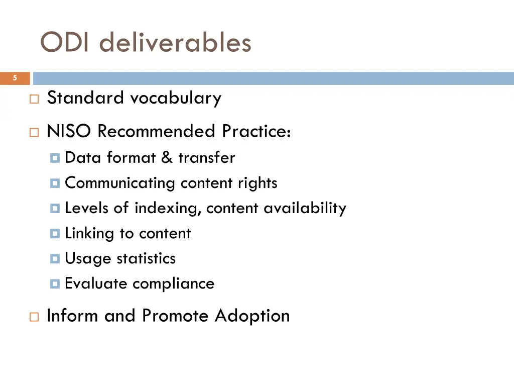 odi deliverables