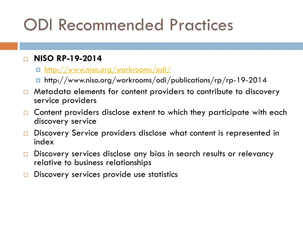 odi recommended practices