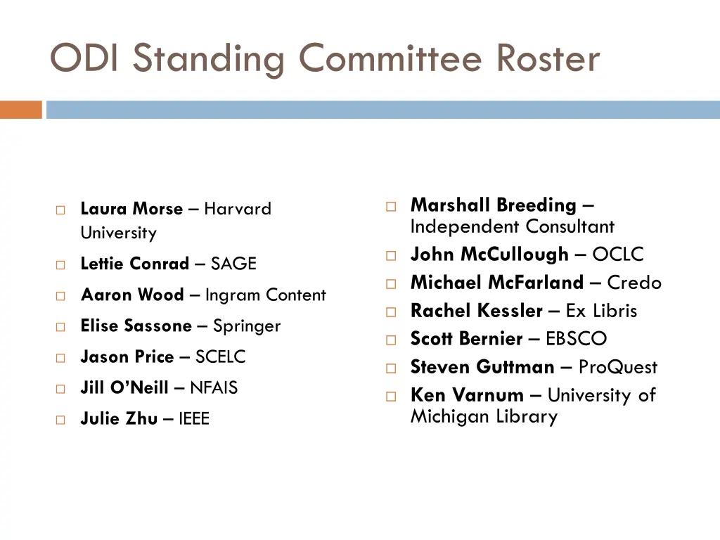 odi standing committee roster