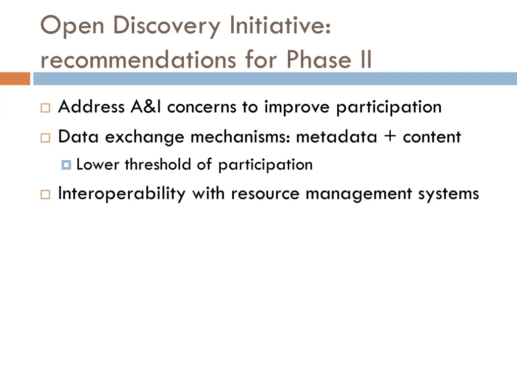 open discovery initiative recommendations