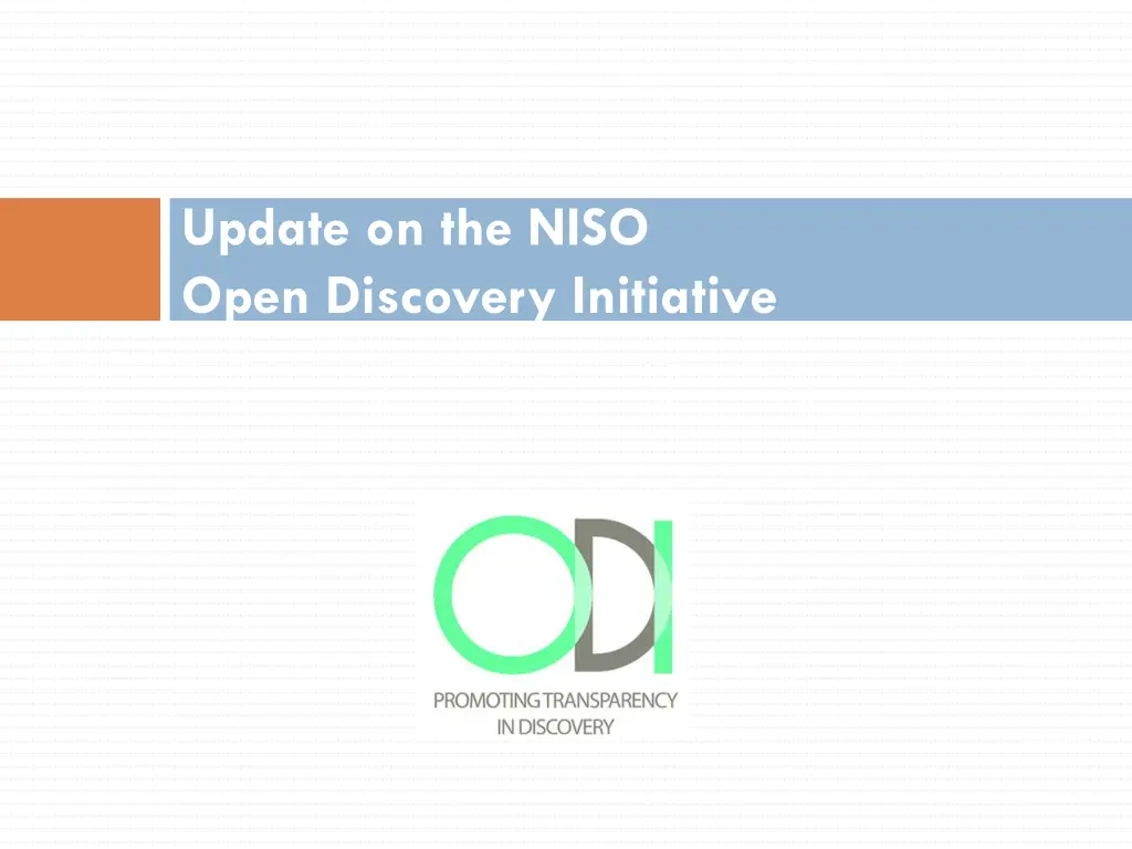 update on the niso open discovery initiative