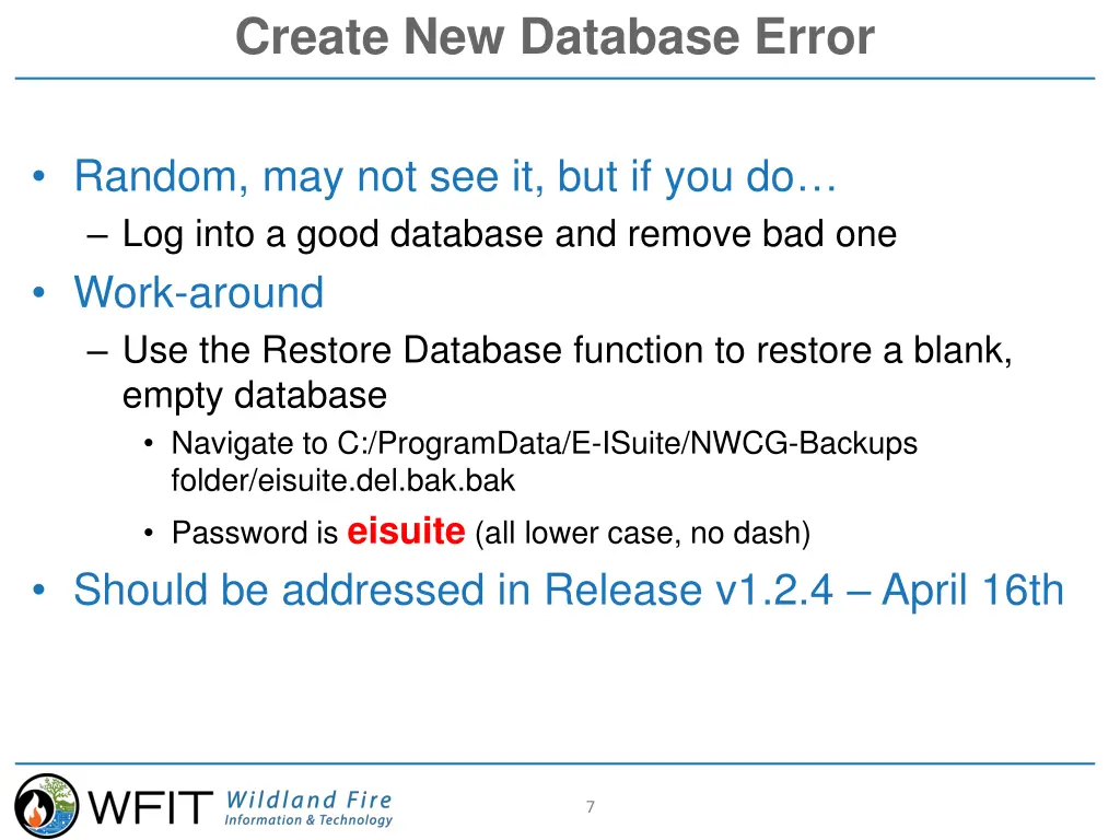 create new database error
