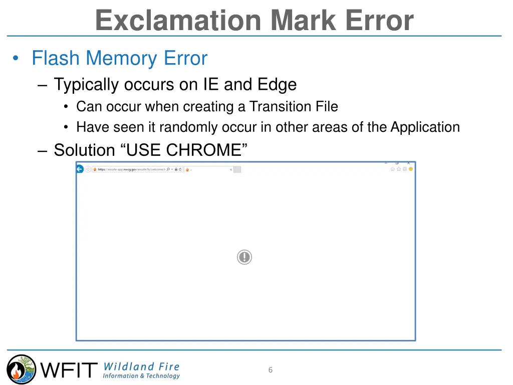 exclamation mark error flash memory error