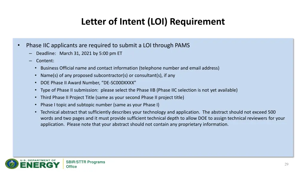 letter of intent loi requirement 1