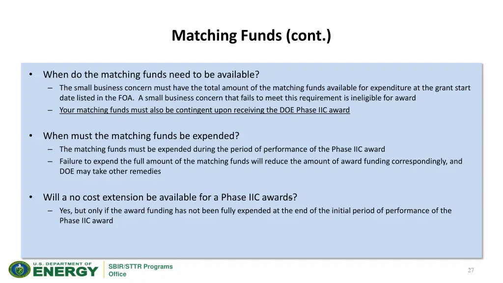 matching funds cont