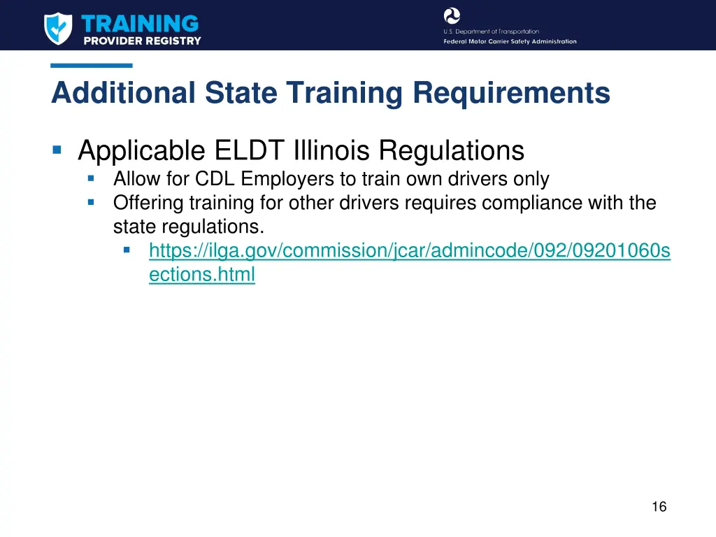 additional state training requirements