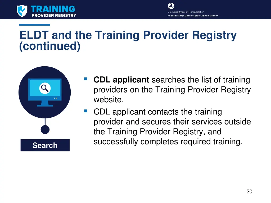 eldt and the training provider registry continued