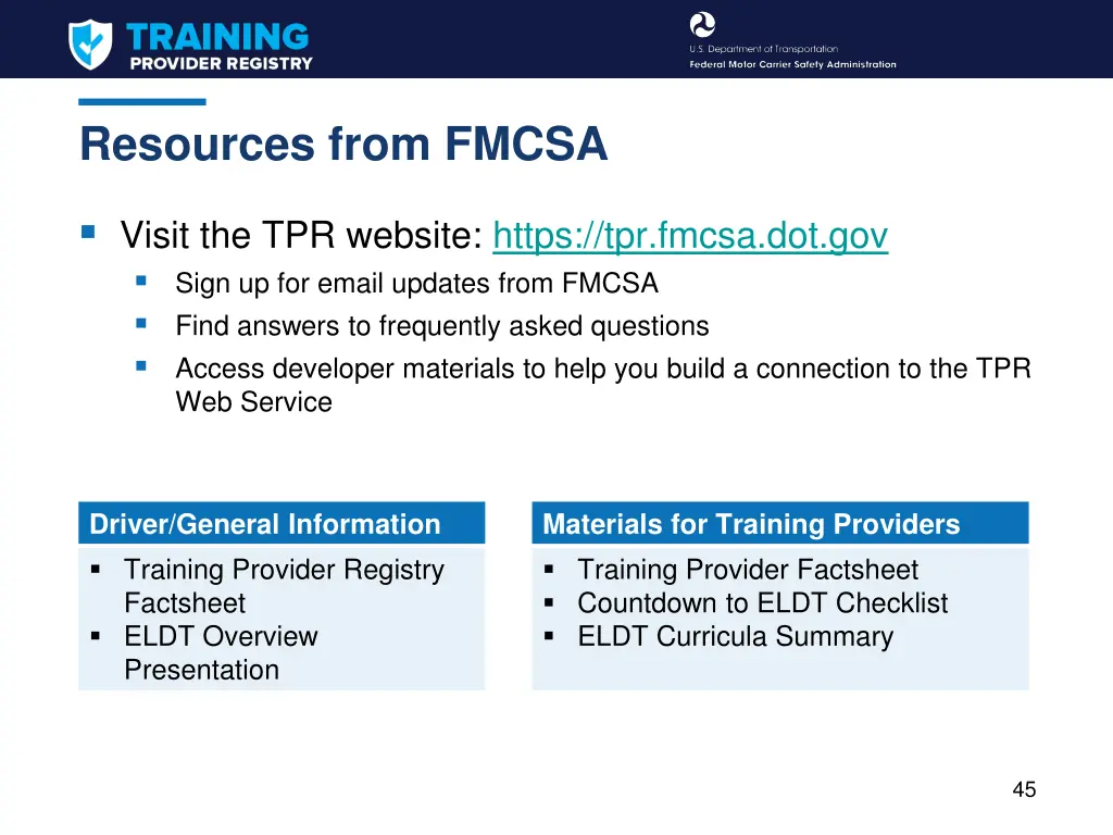 resources from fmcsa