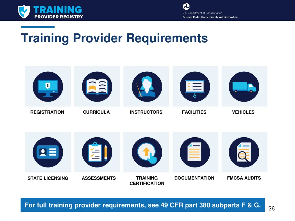 training provider requirements