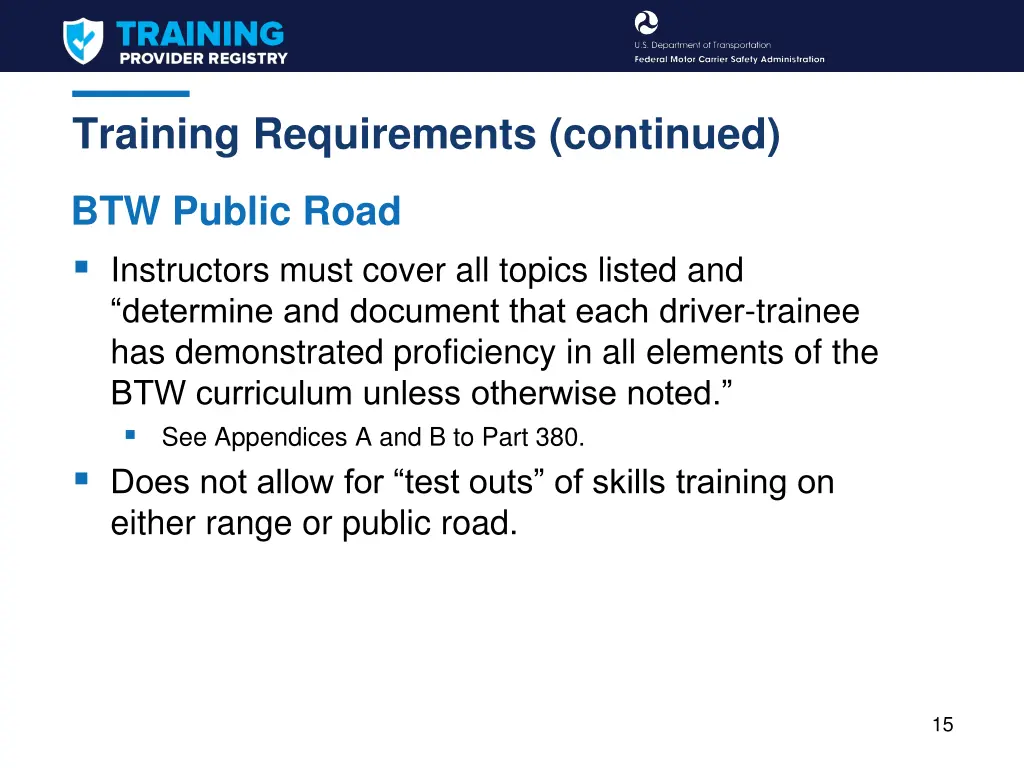 training requirements continued 1