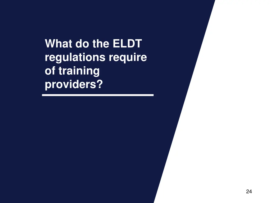 what do the eldt regulations require of training