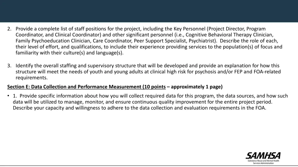 2 provide a complete list of staff positions