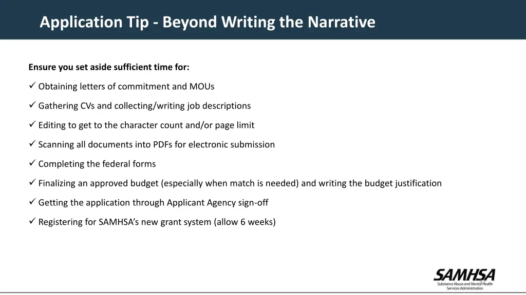 application tip beyond writing the narrative