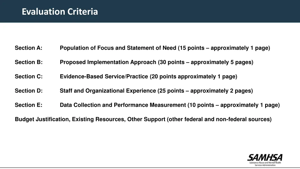 evaluation criteria