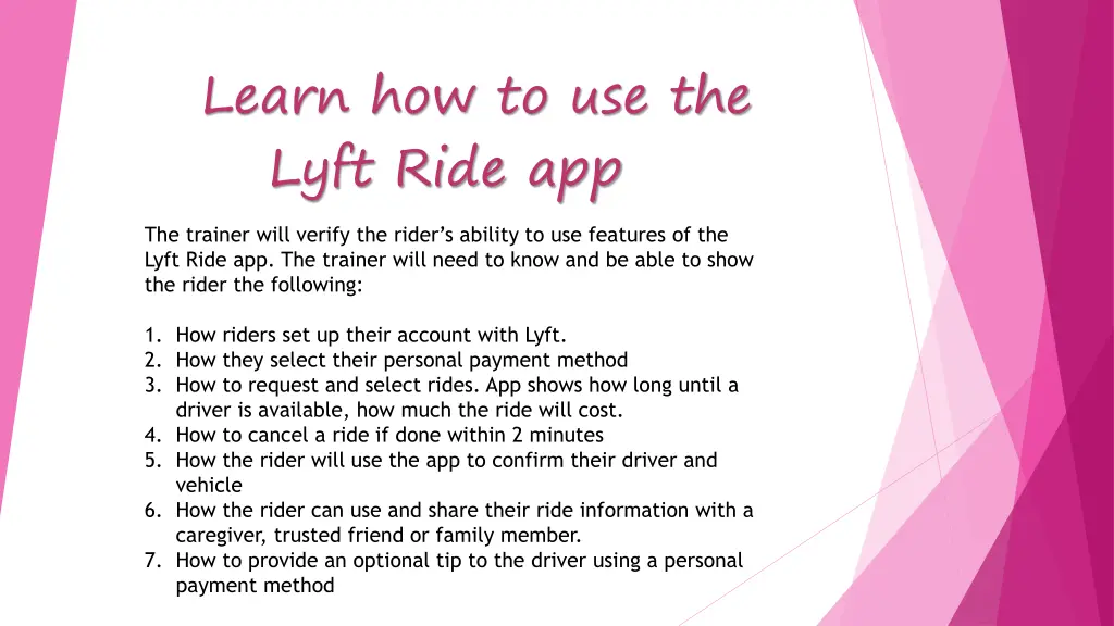 learn how to use the lyft ride app