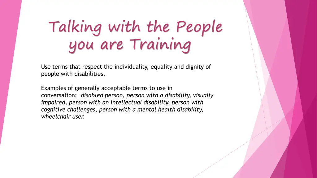 talking with the people you are training