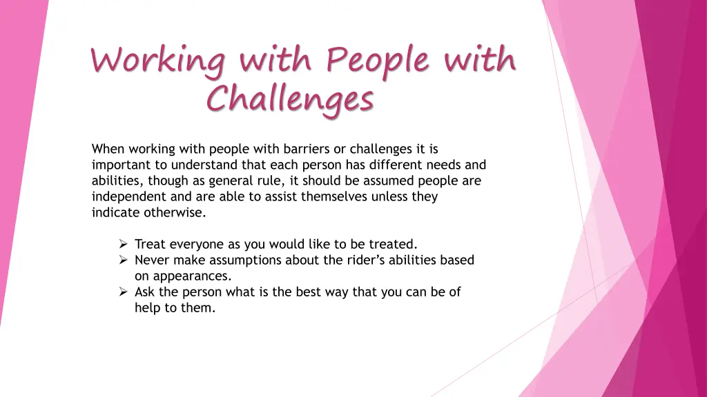 working with people with challenges