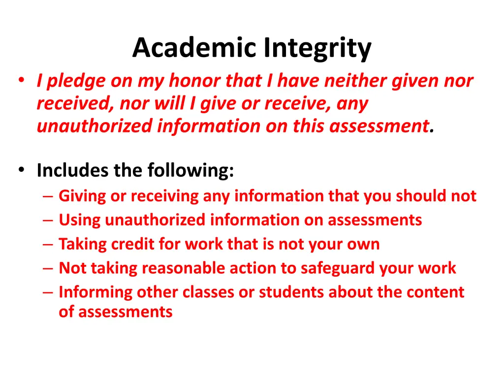 academic integrity i pledge on my honor that